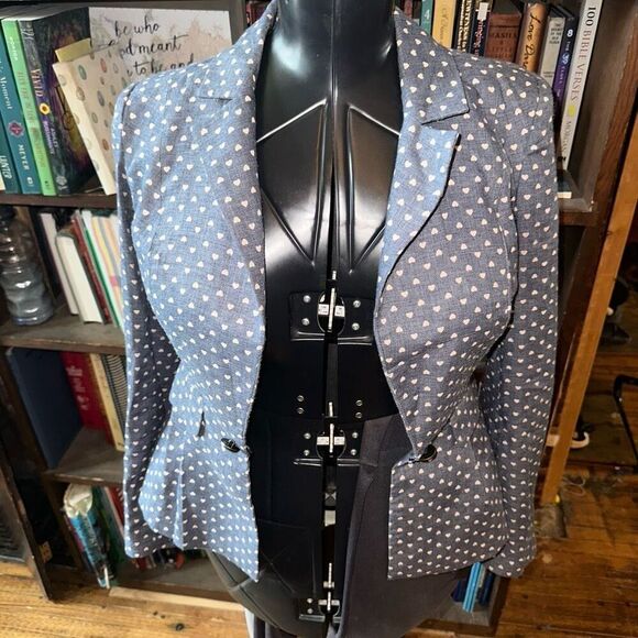 ModCloth sleuth heart print peplum S business casual blazer - Picture 2 of 5